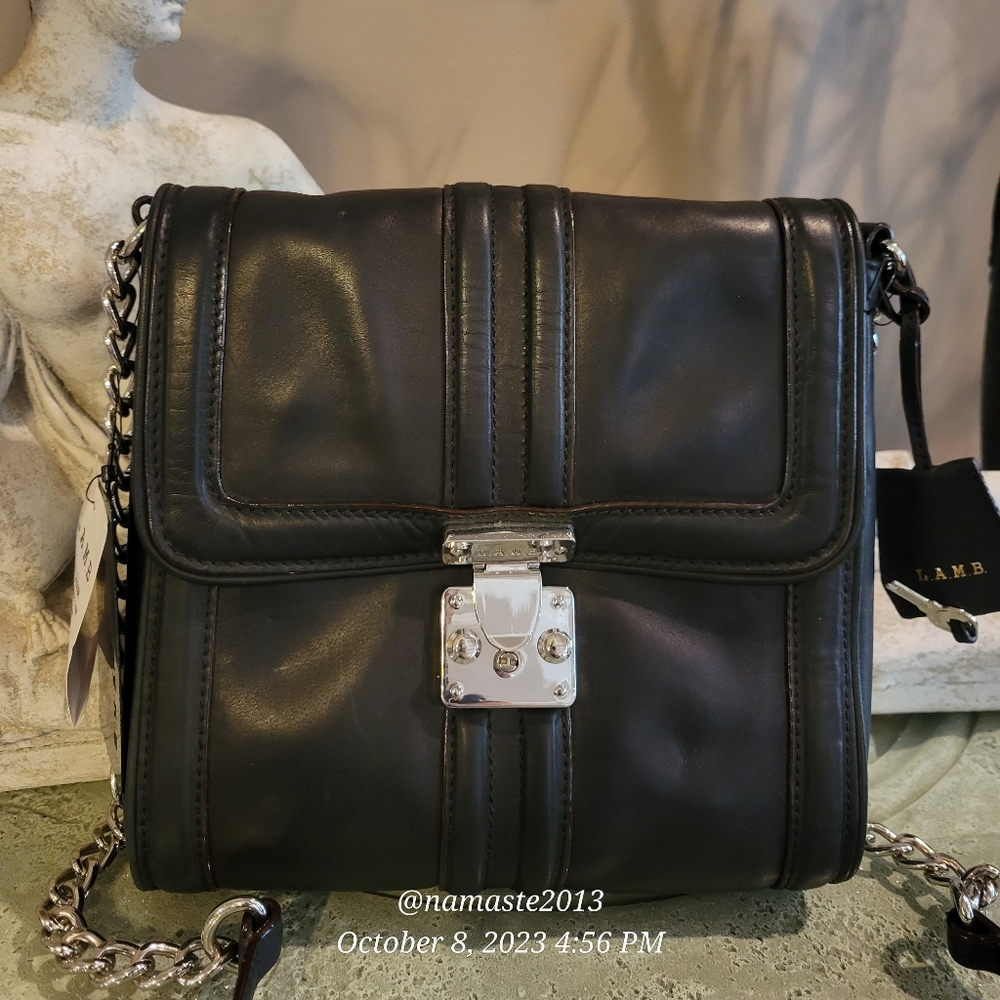 L.A.M.B. by Gwen Stefani Sadler Lock Crossbody Shoulder Luxury Bag  Leather #577